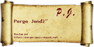 Perge Jenő névjegykártya